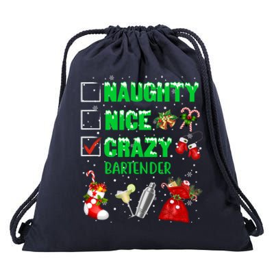 Naughty Nice Crazy Bartender Christmas Xmas Gift Drawstring Bag