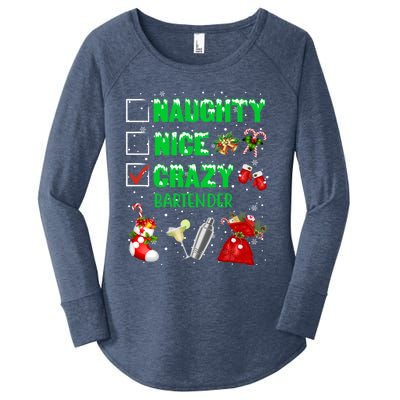 Naughty Nice Crazy Bartender Christmas Xmas Gift Women's Perfect Tri Tunic Long Sleeve Shirt