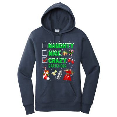 Naughty Nice Crazy Bartender Christmas Xmas Gift Women's Pullover Hoodie