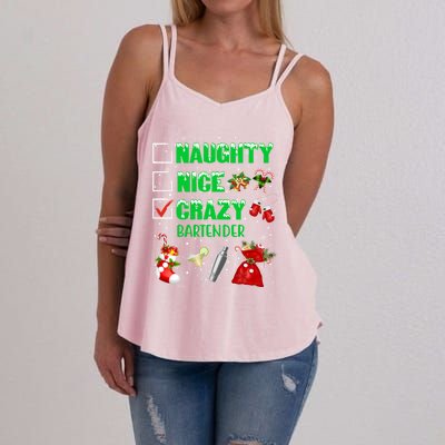 Naughty Nice Crazy Bartender Christmas Xmas Gift Women's Strappy Tank