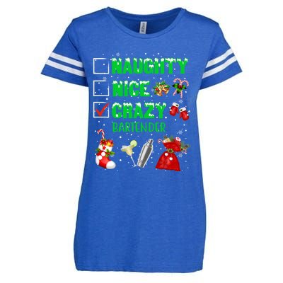 Naughty Nice Crazy Bartender Christmas Xmas Gift Enza Ladies Jersey Football T-Shirt