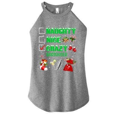 Naughty Nice Crazy Bartender Christmas Xmas Gift Women's Perfect Tri Rocker Tank