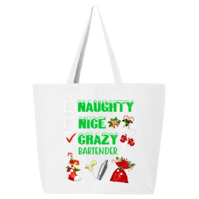 Naughty Nice Crazy Bartender Christmas Xmas Gift 25L Jumbo Tote