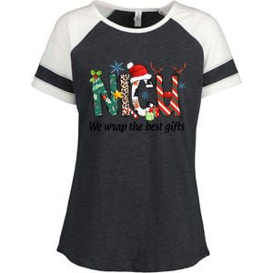 Nicu Nurse Christmas We Wrap The Best Gifts Enza Ladies Jersey Colorblock Tee