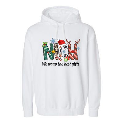 Nicu Nurse Christmas We Wrap The Best Gifts Garment-Dyed Fleece Hoodie