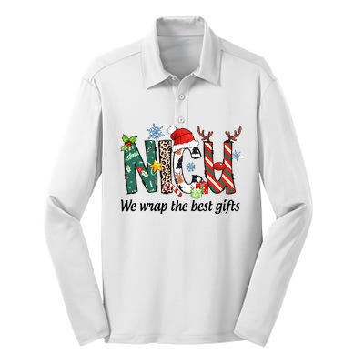 Nicu Nurse Christmas We Wrap The Best Gifts Silk Touch Performance Long Sleeve Polo