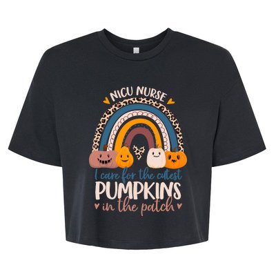 NICU Nurse Cutest Pumpkins In The Patch Rainbow Halloween RN Bella+Canvas Jersey Crop Tee