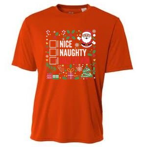 Nice Naughty Crazy Cat Mom Funny Christmas Santa Claus Gift Cooling Performance Crew T-Shirt