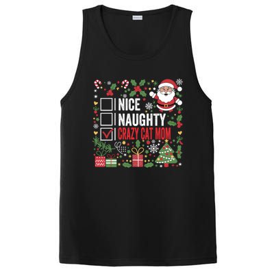 Nice Naughty Crazy Cat Mom Funny Christmas Santa Claus Gift PosiCharge Competitor Tank