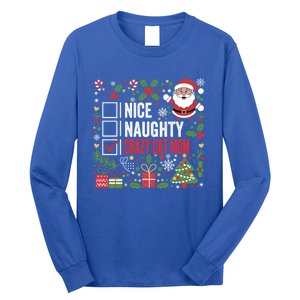 Nice Naughty Crazy Cat Mom Funny Christmas Santa Claus Gift Long Sleeve Shirt