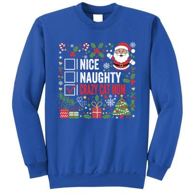 Nice Naughty Crazy Cat Mom Funny Christmas Santa Claus Gift Sweatshirt