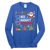 Nice Naughty Crazy Cat Mom Funny Christmas Santa Claus Gift Tall Long Sleeve T-Shirt