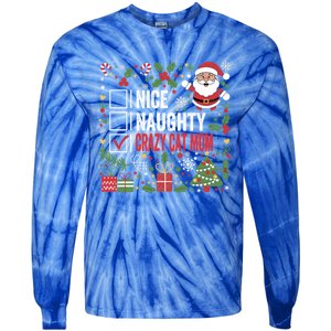 Nice Naughty Crazy Cat Mom Funny Christmas Santa Claus Gift Tie-Dye Long Sleeve Shirt