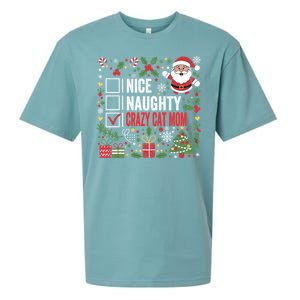 Nice Naughty Crazy Cat Mom Funny Christmas Santa Claus Gift Sueded Cloud Jersey T-Shirt