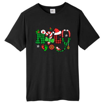 Nurse Nicu Christmas Stethoscope Santa Hat Buffalo Plaid Pjs Tall Fusion ChromaSoft Performance T-Shirt