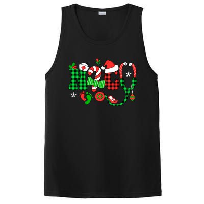 Nurse Nicu Christmas Stethoscope Santa Hat Buffalo Plaid Pjs PosiCharge Competitor Tank