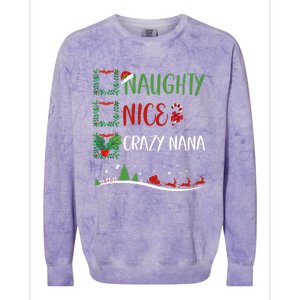 Nice Naughty Crazy Nana Christmas Matching Santa Hat Gift Colorblast Crewneck Sweatshirt