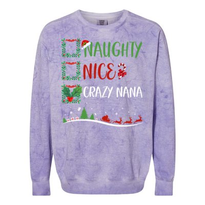 Nice Naughty Crazy Nana Christmas Matching Santa Hat Gift Colorblast Crewneck Sweatshirt