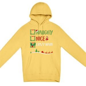 Nice Naughty Crazy Nana Christmas Matching Santa Hat Gift Premium Pullover Hoodie