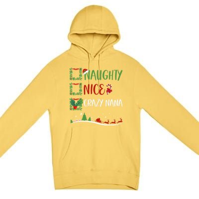 Nice Naughty Crazy Nana Christmas Matching Santa Hat Gift Premium Pullover Hoodie