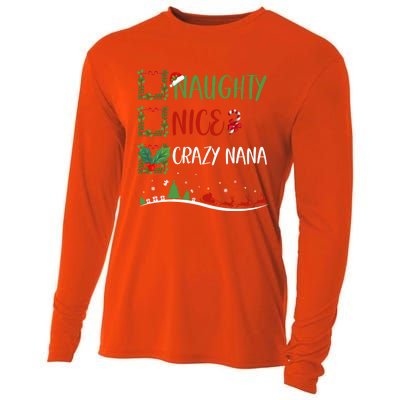 Nice Naughty Crazy Nana Christmas Matching Santa Hat Gift Cooling Performance Long Sleeve Crew