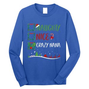 Nice Naughty Crazy Nana Christmas Matching Santa Hat Gift Long Sleeve Shirt