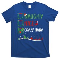 Nice Naughty Crazy Nana Christmas Matching Santa Hat Gift T-Shirt