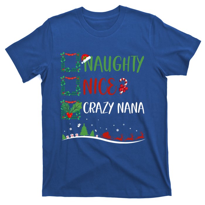 Nice Naughty Crazy Nana Christmas Matching Santa Hat Gift T-Shirt