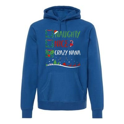 Nice Naughty Crazy Nana Christmas Matching Santa Hat Gift Premium Hoodie