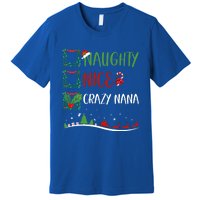 Nice Naughty Crazy Nana Christmas Matching Santa Hat Gift Premium T-Shirt