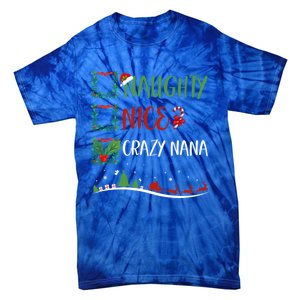 Nice Naughty Crazy Nana Christmas Matching Santa Hat Gift Tie-Dye T-Shirt