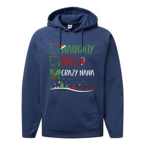 Nice Naughty Crazy Nana Christmas Matching Santa Hat Gift Performance Fleece Hoodie