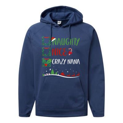 Nice Naughty Crazy Nana Christmas Matching Santa Hat Gift Performance Fleece Hoodie