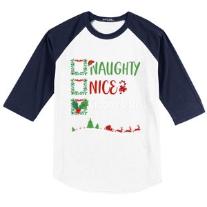 Nice Naughty Crazy Nana Christmas Matching Santa Hat Gift Baseball Sleeve Shirt