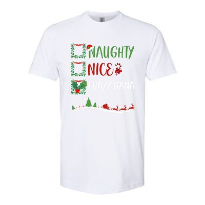 Nice Naughty Crazy Nana Christmas Matching Santa Hat Gift Softstyle CVC T-Shirt