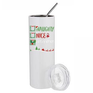 Nice Naughty Crazy Nana Christmas Matching Santa Hat Gift Stainless Steel Tumbler