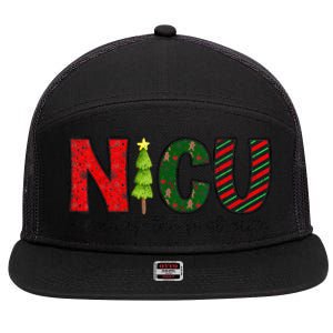 Nicu Nurse Christmas Neonatal Icu Nurse T Holiday Nicu Nurse 7 Panel Mesh Trucker Snapback Hat