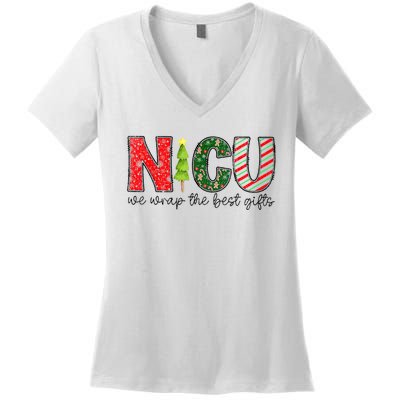 Nicu Nurse Christmas Neonatal Icu Nurse T Holiday Nicu Nurse Women's V-Neck T-Shirt