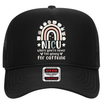 Nicu Nurse Caffeine Neonatal Intensive Care Unit High Crown Mesh Back Trucker Hat