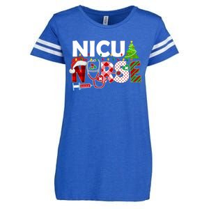 Nicu Nurse Christmas Stethoscope Santa Hat Red Plaid Nurse Meaningful Gift Enza Ladies Jersey Football T-Shirt