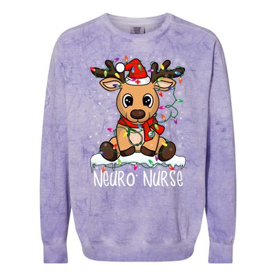 Neuro Nurse Christmas Reindeer Santa Claus Xmas Nurse Scrubs Gift Colorblast Crewneck Sweatshirt