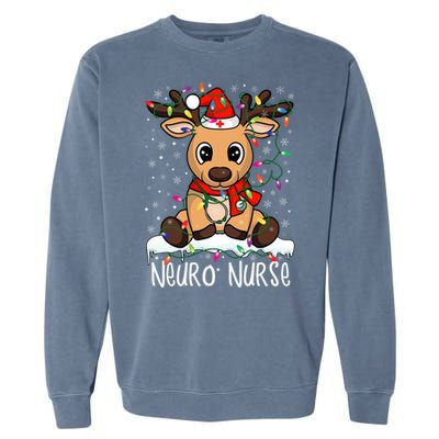 Neuro Nurse Christmas Reindeer Santa Claus Xmas Nurse Scrubs Gift Garment-Dyed Sweatshirt