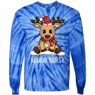 Neuro Nurse Christmas Reindeer Santa Claus Xmas Nurse Scrubs Gift Tie-Dye Long Sleeve Shirt