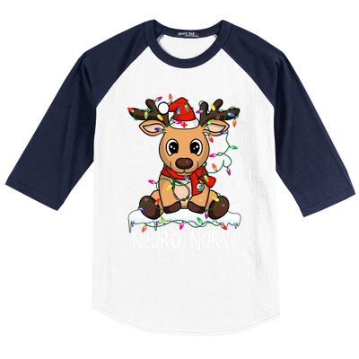 Neuro Nurse Christmas Reindeer Santa Claus Xmas Nurse Scrubs Gift Baseball Sleeve Shirt