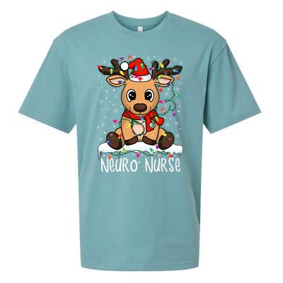 Neuro Nurse Christmas Reindeer Santa Claus Xmas Nurse Scrubs Gift Sueded Cloud Jersey T-Shirt