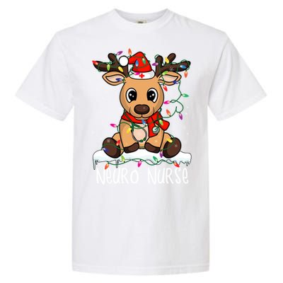 Neuro Nurse Christmas Reindeer Santa Claus Xmas Nurse Scrubs Gift Garment-Dyed Heavyweight T-Shirt