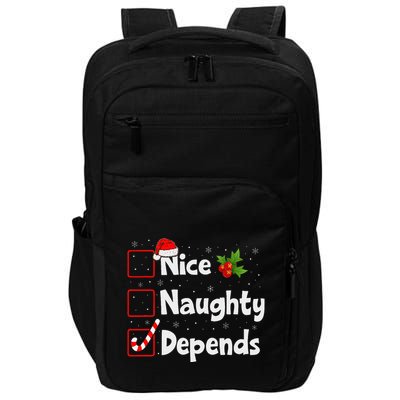 Nice Naughty Depends Christmas List Xmas Santa Claus Impact Tech Backpack