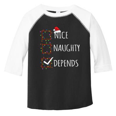 Nice Naughty Depends Christmas List Santa Claus Funny Xmas Toddler Fine Jersey T-Shirt