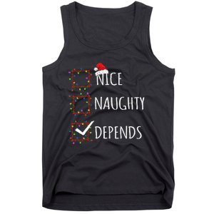 Nice Naughty Depends Christmas List Santa Claus Funny Xmas Tank Top