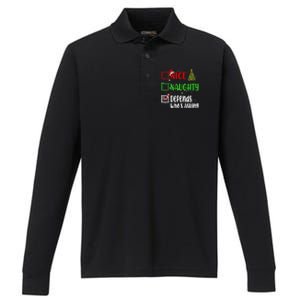 Nice Naughty Depends WhoS Asking Christmas List Holiday Gift Performance Long Sleeve Polo